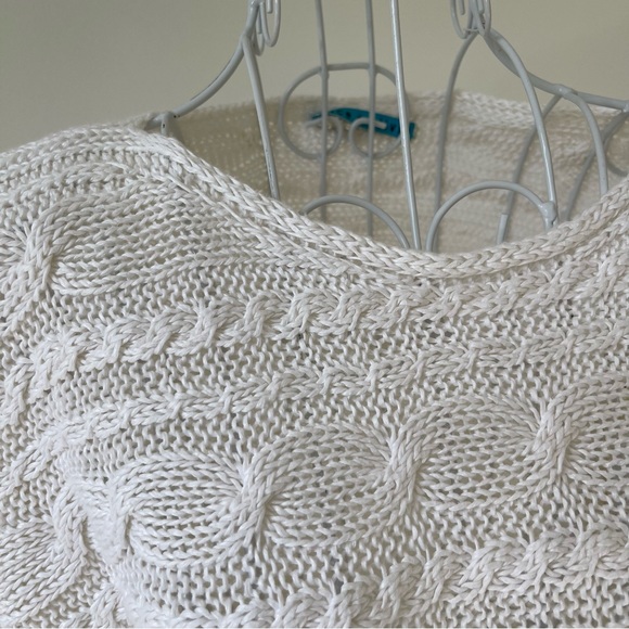 Alice + Olivia horizontal cable knit 100% linen high low sweater scoop neck SZ S - Picture 6 of 9